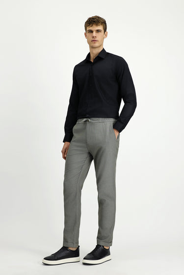  Orta Haki Slim Fit Dar Kesim Desenli Beli Lastikli İpli Likralı Pantolon