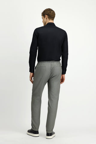  Orta Haki Slim Fit Dar Kesim Desenli Beli Lastikli İpli Likralı Pantolon