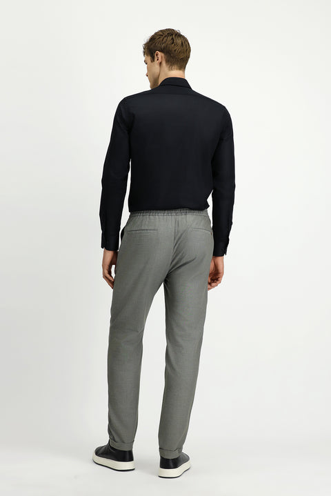Olive Green Slim Fit Patterned Jogger Pants with Elastic Waist and Drawstring