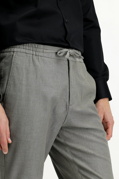 Orta Haki 7 Drop Slim Fit Dar Kesim Desenli Beli Lastikli İpli Likralı Jogger Pantolon