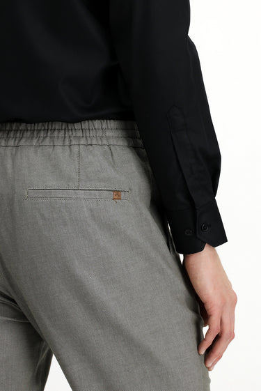 Orta Haki Slim Fit Dar Kesim Desenli Beli Lastikli İpli Likralı Pantolon