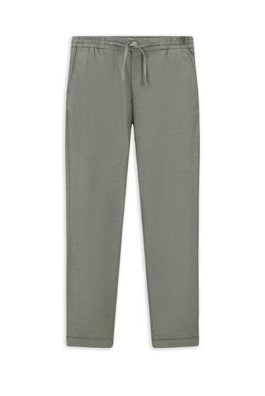 Orta Haki Slim Fit Dar Kesim Desenli Beli Lastikli İpli Likralı Pantolon