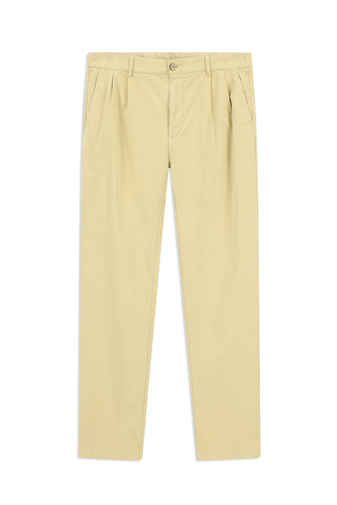 Açık Bej 6 Drop Regular Fit Standart Kesim Likralı Beli Lastikli İpli Pileli Pantolon