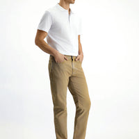 Mid-Beige Regular Fit Standard Cut Stretch Canvas / Chino Trousers