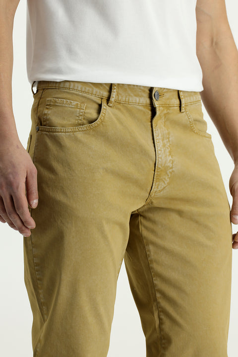 Orta Bej Regular Fit Standart Kesim Likralı Kanvas / Chino Pantolon