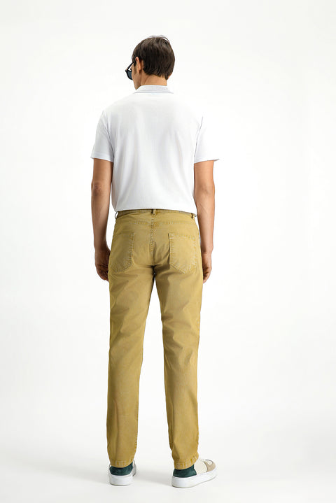 Orta Bej Regular Fit Standart Kesim Likralı Kanvas / Chino Pantolon