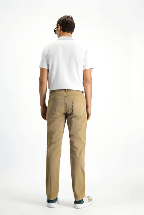 Mid-Beige Regular Fit Standard Cut Stretch Canvas / Chino Trousers