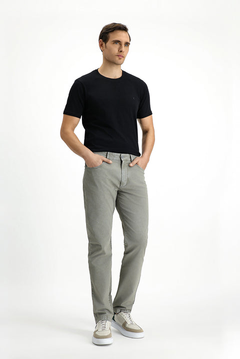 Asker Haki Regular Fit Standart Kesim Likralı Kanvas / Chino Pantolon