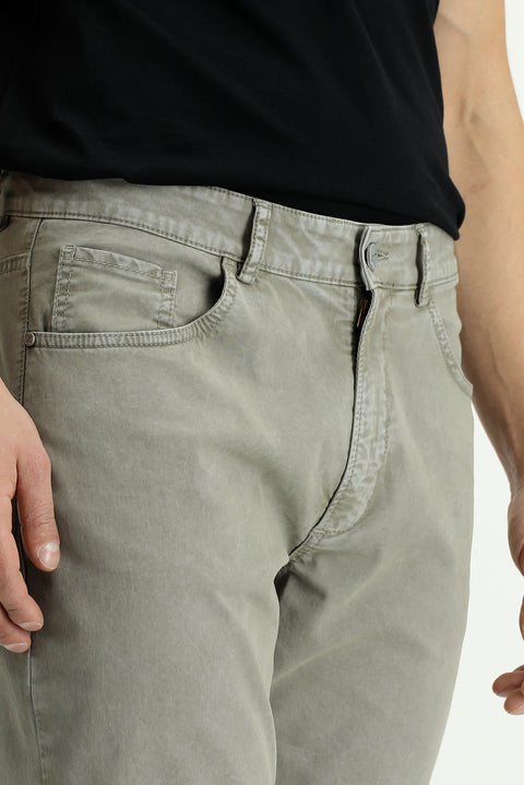 Asker Haki Regular Fit Standart Kesim Likralı Kanvas / Chino Pantolon