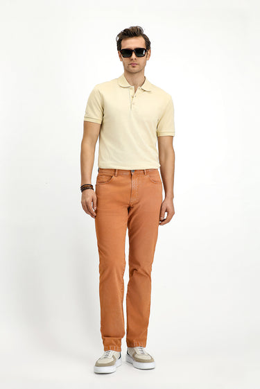  Kiremit Regular Fit Likralı Kanvas / Chino Pantolon