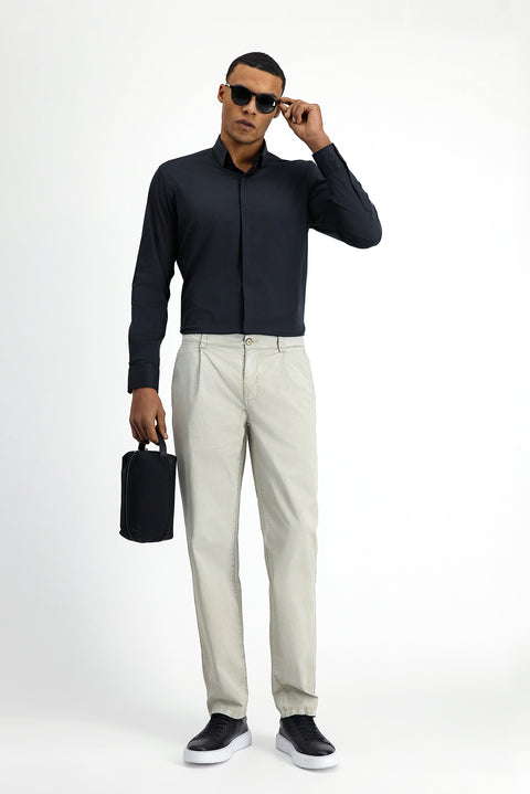 Orta Gri 6 Drop Regular Fit Standart Kesim Likralı Kanvas / Chino Pantolon