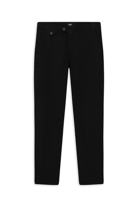 Siyah Regular Fit Standart Kesim Likralı Kanvas / Chino Pantolon
