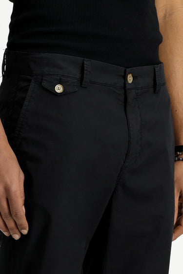Siyah Regular Fit Likralı Kanvas / Chino Pantolon