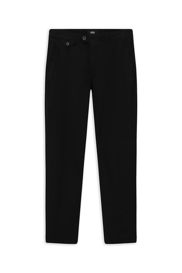 Siyah Regular Fit Likralı Kanvas / Chino Pantolon