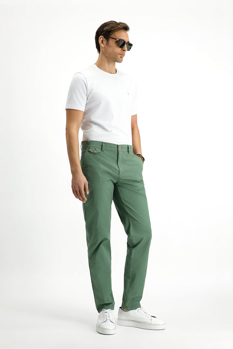Orta Haki Regular Fit Standart Kesim Likralı Kanvas / Chino Pantolon