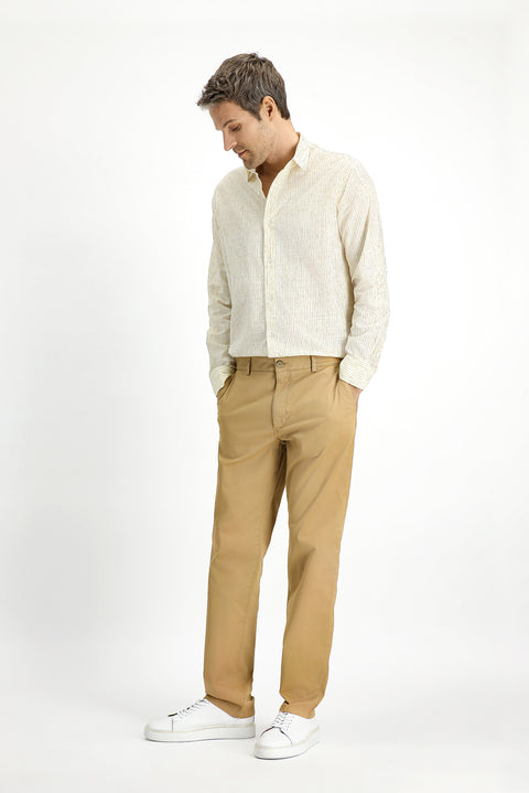 Açık Bej 6 Drop Regular Fit Standart Kesim Likralı Kanvas / Chino Pantolon