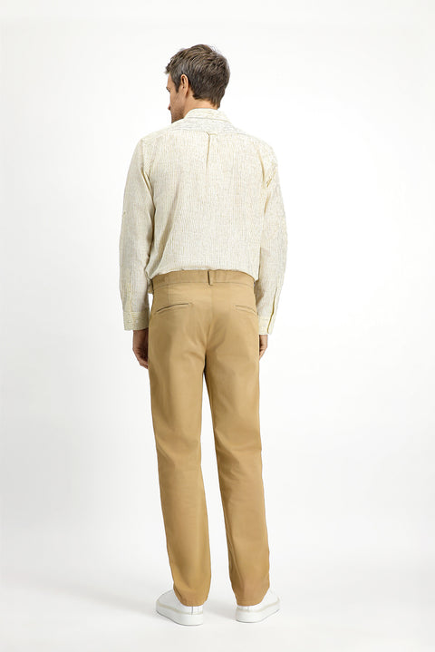 Açık Bej 6 Drop Regular Fit Standart Kesim Likralı Kanvas / Chino Pantolon