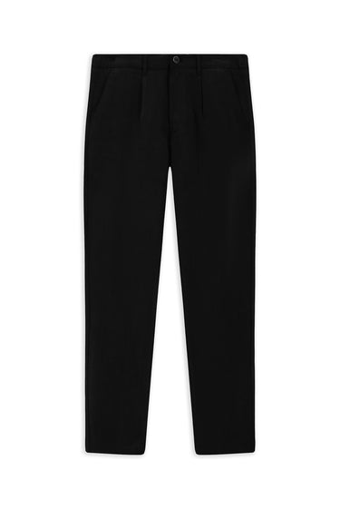 Siyah Slim Fit Dar Kesim Beli Lastikli Lyocell Kanvas / Chino Pantolon