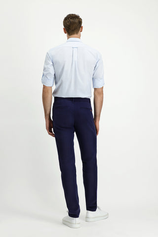  Orta Lacivert Slim Fit Dar Kesim Beli Lastikli Lyocell Kanvas / Chino Pantolon