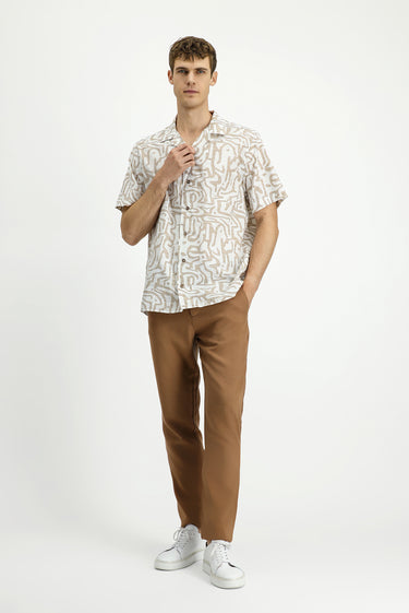  Taba Slim Fit Dar Kesim Beli Lastikli Lyocell Kanvas / Chino Pantolon