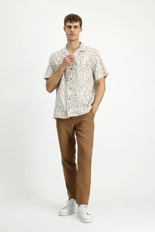  Taba 7 Drop Slim Fit Dar Kesim Beli Lastikli Lyocell Kanvas / Chino Pantolon-Ki??l?