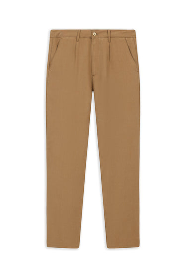 Taba Slim Fit Dar Kesim Beli Lastikli Lyocell Kanvas / Chino Pantolon
