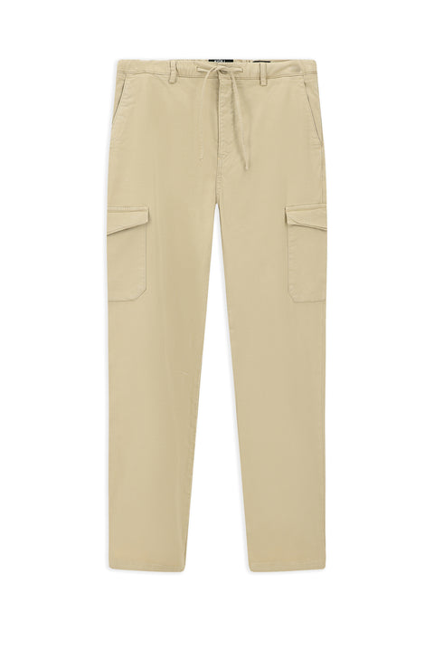Açık Bej Regular Fit Standart Kesim Likralı Beli Lastikli İpli Lyocell Karışımlı Kargo Cepli Jogger Pantolon