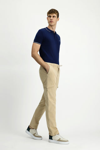  Açık Bej Regular Fit Likralı Beli Lastikli İpli Lyocell Karışımlı Kargo Pantolon