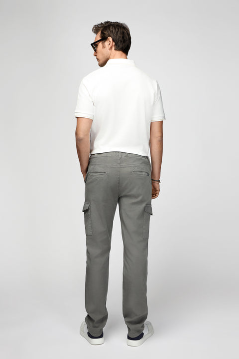 Asker Haki Regular Fit Standart Kesim Likralı Beli Lastikli İpli Lyocell Karışımlı Kargo Cepli Jogger Pantolon