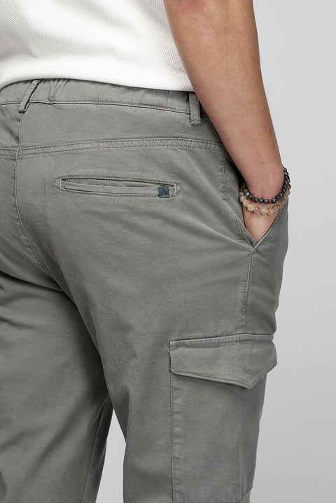 Asker Haki Regular Fit Standart Kesim Likralı Beli Lastikli İpli Lyocell Karışımlı Kargo Cepli Jogger Pantolon