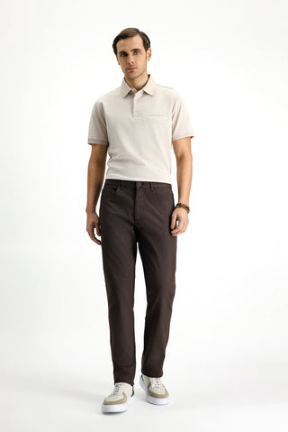  Orta Kahve 6 Drop Regular Fit Standart Kesim Likralı Desenli Kanvas / Chino Pantolon