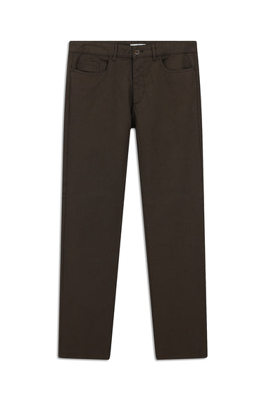 Orta Kahve Slim Fit Dar Kesim Likralı Desenli Kanvas / Chino Pantolon