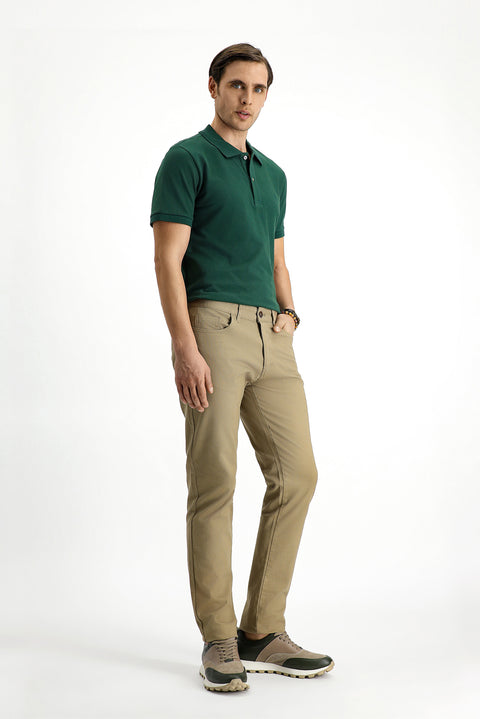 Orta Vizon Regular Fit Standart Kesim Likralı Desenli Kanvas / Chino Pantolon