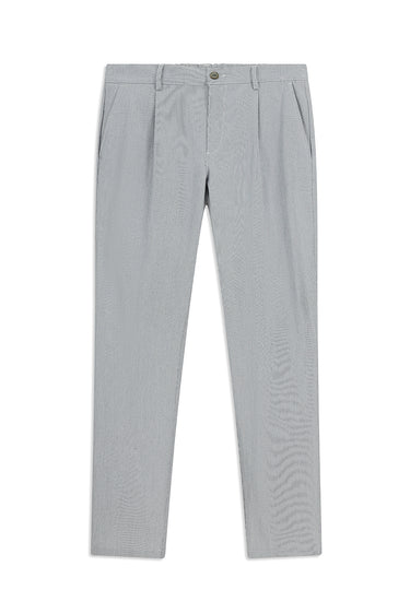 Lacivert-Beyaz Regular Fit Likralı Çizgili Pileli Kanvas / Chino Pantolon