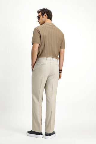  Açık Bej 6 Drop Regular Fit Standart Kesim Keten Karışımlı Pileli Klasik Kumaş Pantolon