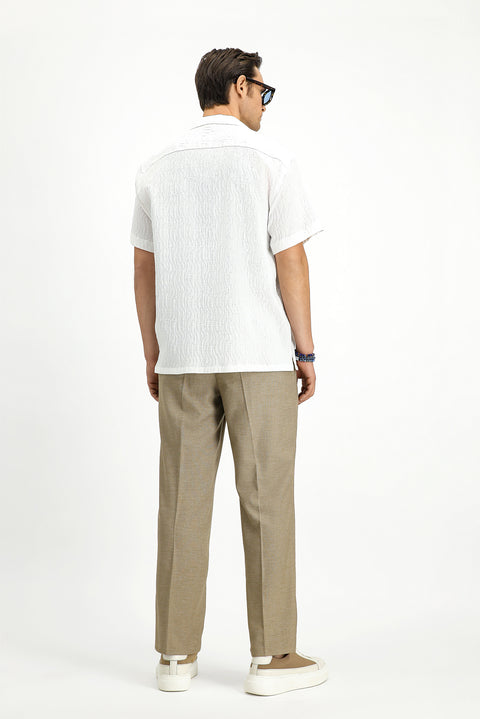 Orta Vizon 6 Drop Regular Fit Standart Kesim Keten Karışımlı Pileli Klasik Kumaş Pantolon