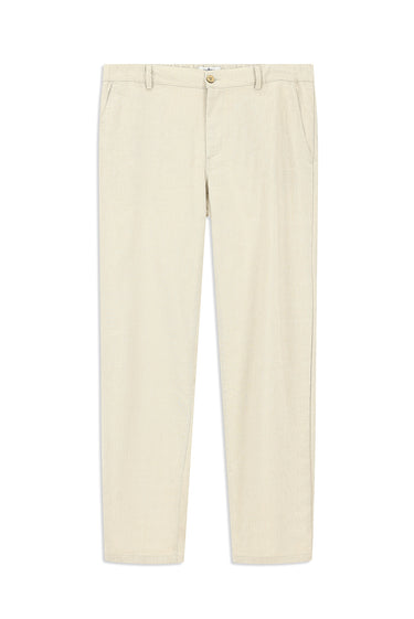 Açık Bej 7 Drop Slim Fit Dar Kesim Beli Lastikli Keten Pantolon