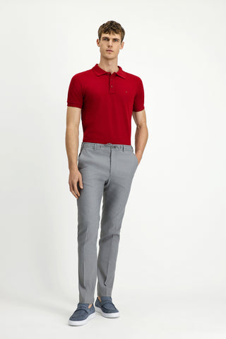  Orta Gri Slim Fit Dar Kesim Beli Lastikli İpli Keten Karışımlı Pantolon