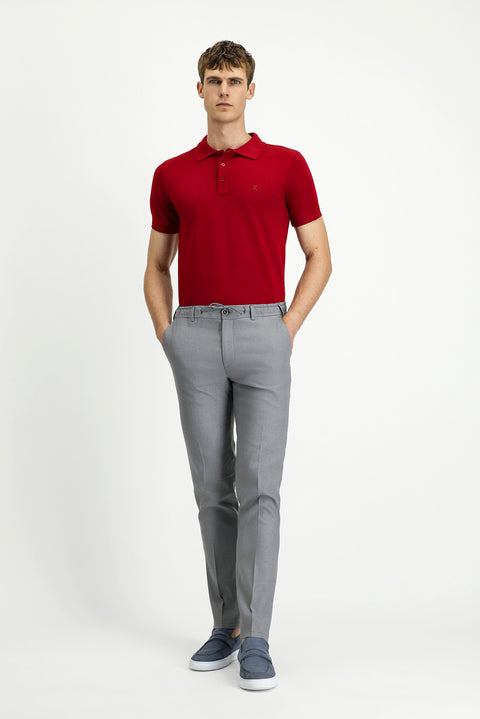 Orta Gri 7 Drop Slim Fit Dar Kesim Beli Lastikli İpli Keten Karışımlı Jogger Pantolon