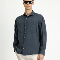 Koyu Füme Uzun Kol Oversize Modal Karışımlı Gömlek