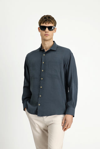  Koyu Füme Uzun Kol Oversize Modal Karışımlı Gömlek