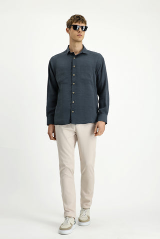  Koyu Füme Uzun Kol Oversize Modal Karışımlı Gömlek