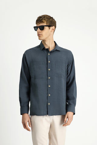  Koyu Füme Uzun Kol Oversize Modal Karışımlı Gömlek