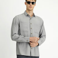 Koyu Vizon Uzun Kol Oversize Modal Karışımlı Gömlek