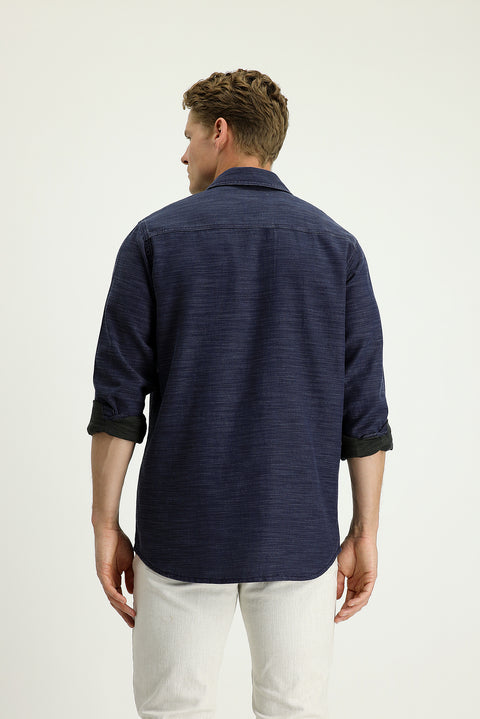 İndigo Uzun Kol Regular Fit Denim Pamuk Gömlek