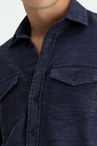 İndigo Uzun Kol Regular Fit Denim Pamuk Gömlek