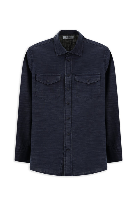 İndigo Uzun Kol Regular Fit Denim Pamuk Gömlek
