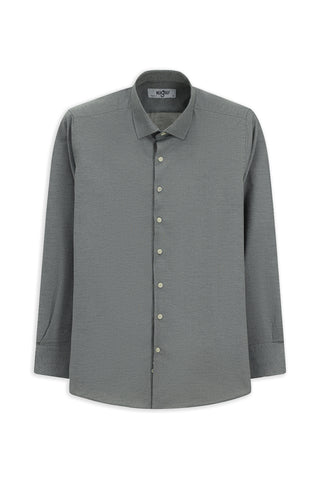  Orta Füme Uzun Kol Klasik Kolay Ütülenebilir Pamuklu Gömlek