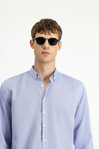  Mavi Uzun Kol Regular Fit Pamuklu Kolay Ütülenebilir Gömlek