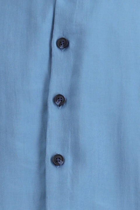 Mavi Uzun Kol Oversize Lyocell Karışımlı Gömlek
